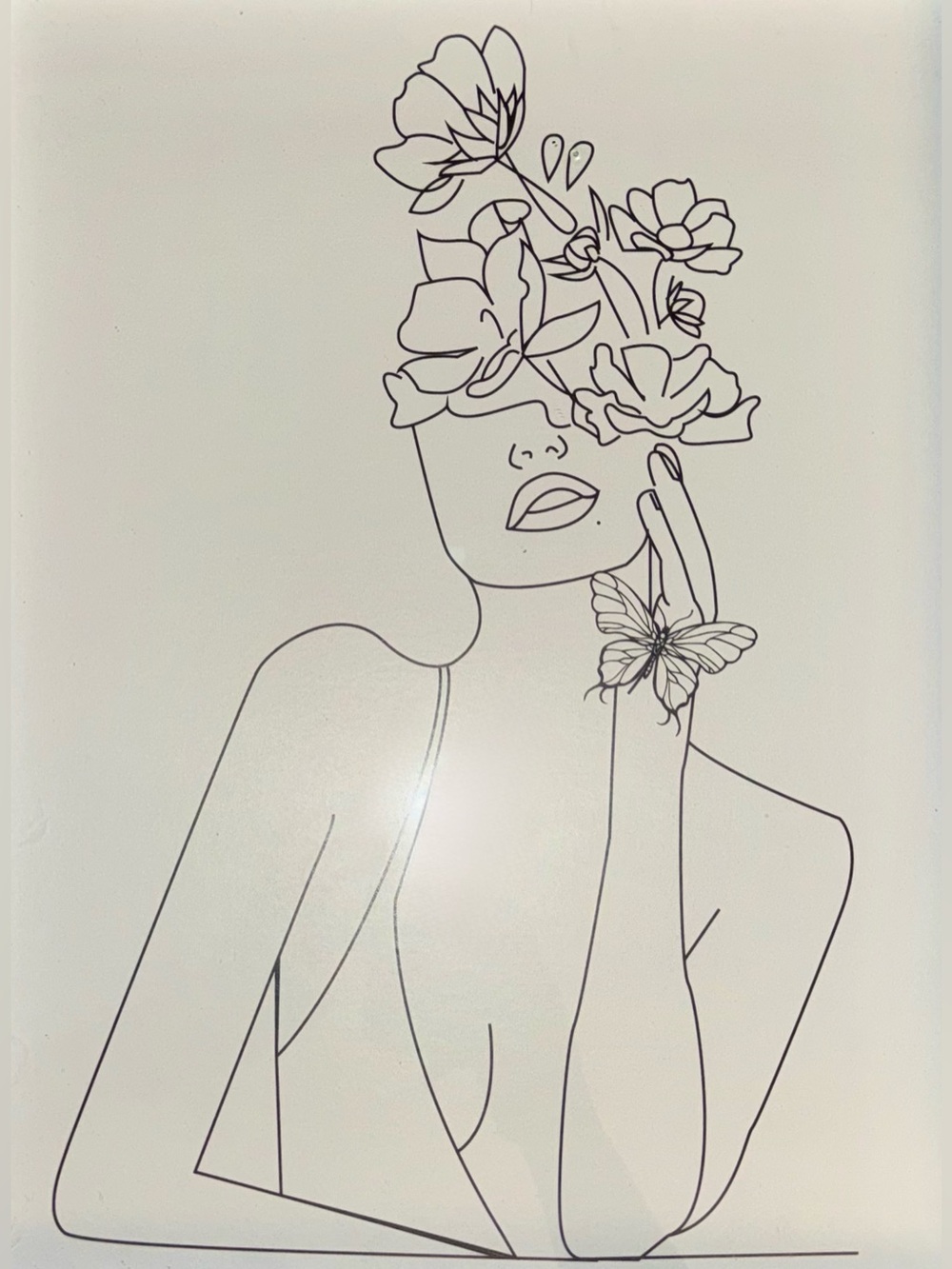 Bundle Set (2) - Minimalist Line Art - Woman Flowers Butterfly- Art Decor - Picture 8 of 11